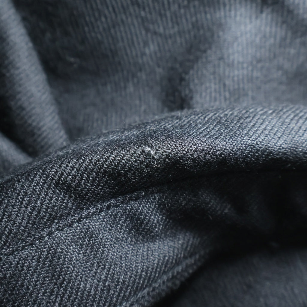 CHROME HEARTS(クロムハーツ) OLD DENIM WESTERN オールド フローラルボタン 袖裾レザークロスパッチ チェック柄 ウール ウエスタン長袖シャツ ブラック