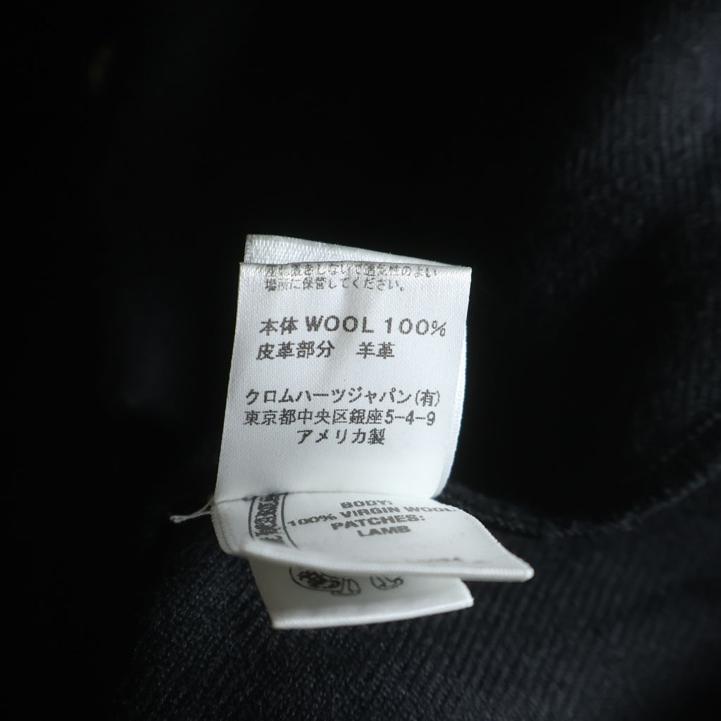 CHROME HEARTS(クロムハーツ) OLD DENIM WESTERN オールド フローラルボタン 袖裾レザークロスパッチ チェック柄 ウール ウエスタン長袖シャツ ブラック
