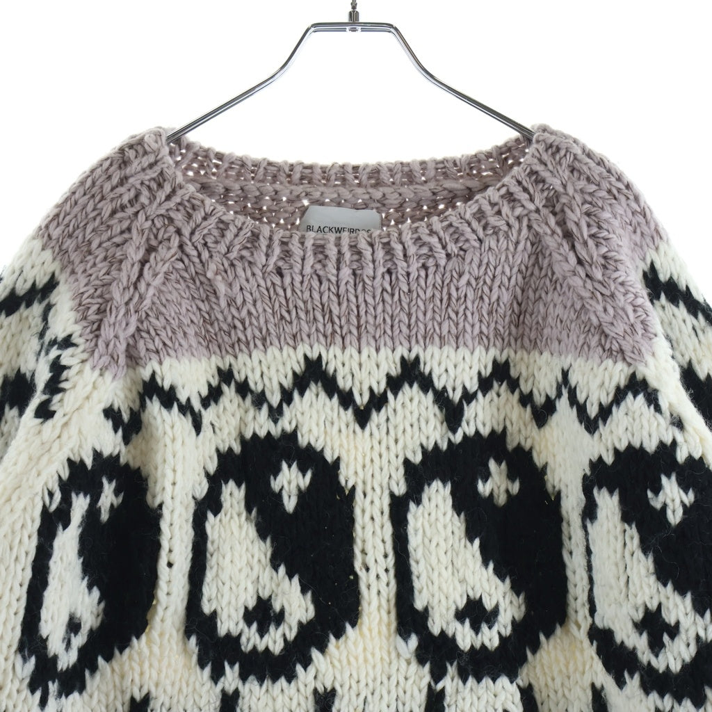 BLACK WEIRDOS(ブラックウィドー) 18AW YIN YANG KNIT 陰陽総柄 ウールニットセーター ピンク 18AW-KN01