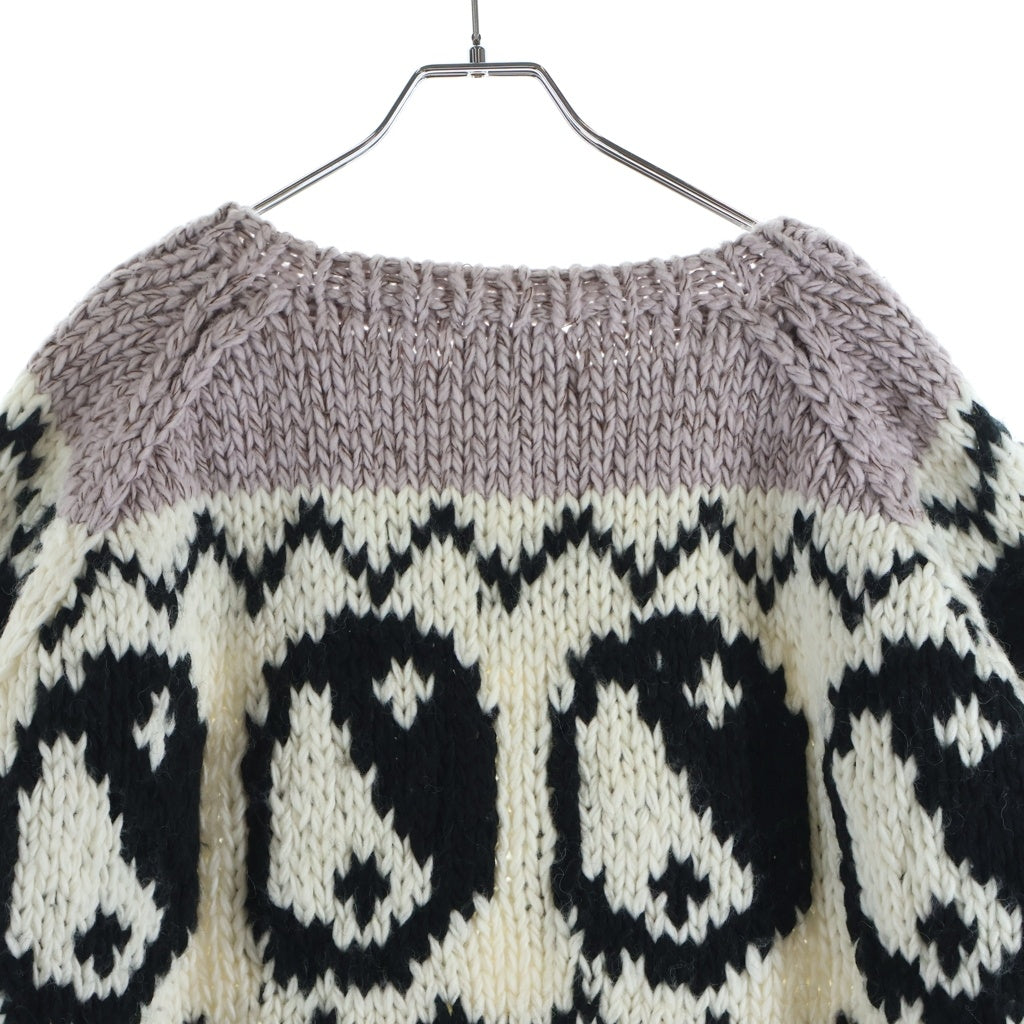 BLACK WEIRDOS(ブラックウィドー) 18AW YIN YANG KNIT 陰陽総柄 ウールニットセーター ピンク 18AW-KN01