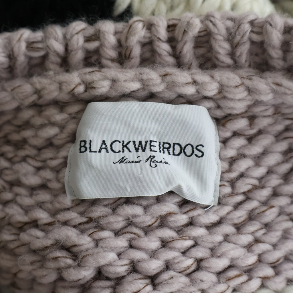 BLACK WEIRDOS(ブラックウィドー) 18AW YIN YANG KNIT 陰陽総柄 ウールニットセーター ピンク 18AW-KN01