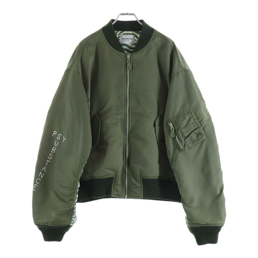 BLACK WEIRDOS(ブラックウィドー) 17AW MA-1 JACKET リバーシブル バックワッペン刺繍 ジップアップフライトジャケット カーキ/グリーン 17AW-JK02