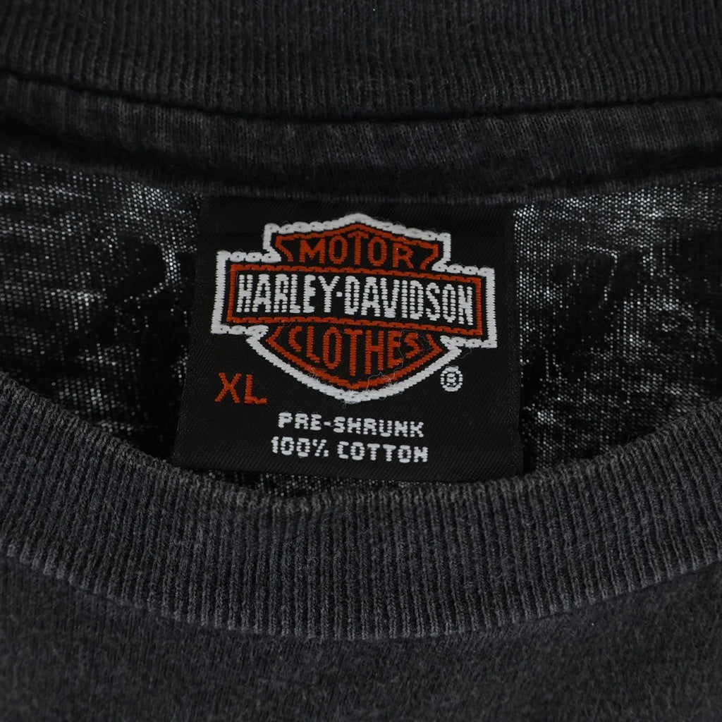 VINTAGE(ヴィンテージ) 90S HARLEY DAVIDSON THUNDER & LIGHTNING ハーレーダビッドソン サンダー&ライトニング オーバープリントTシャツ 半袖クルーネックカットソー ブラック