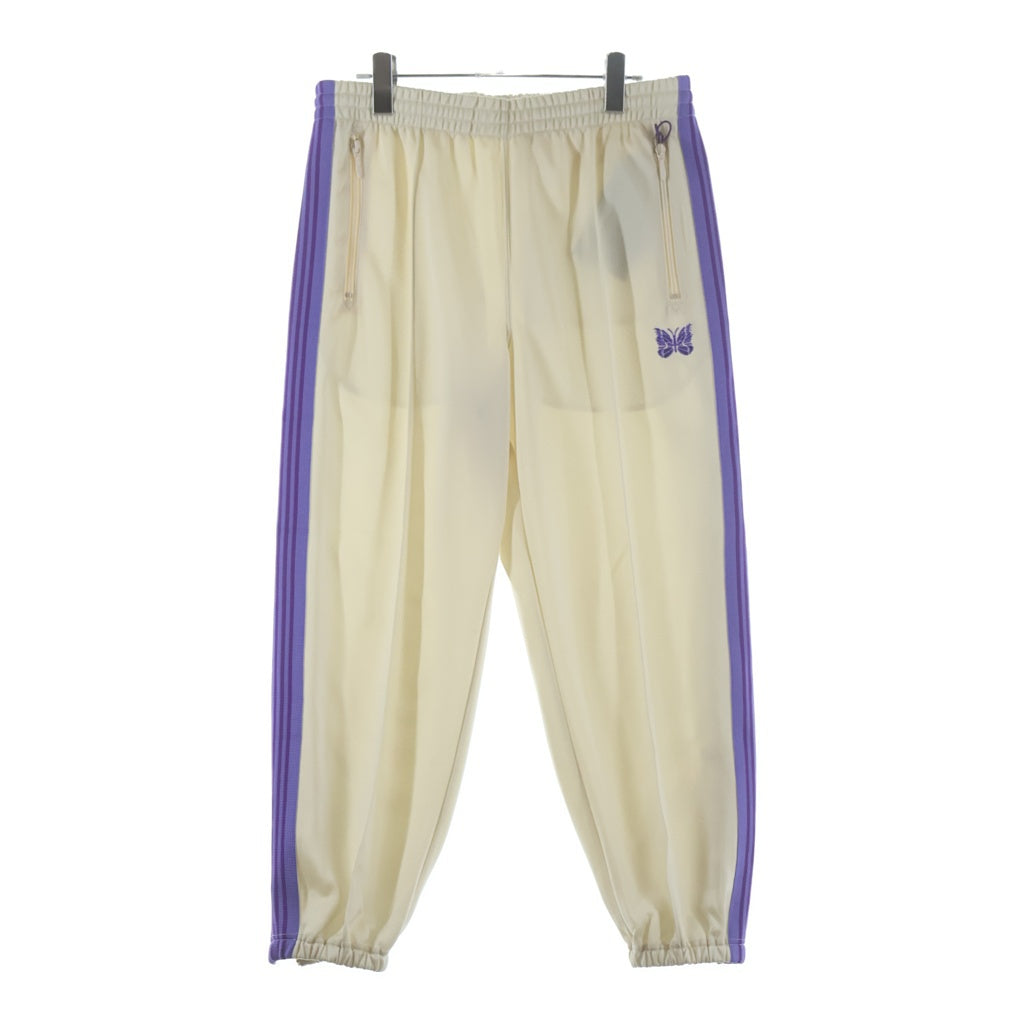 Needles(ニードルス) 23SS SPECIAL ZIPPED TRACK PANT スペシャル 裾ジッパー パピヨン刺繍 トラックパンツ ベージュ/パープル MR414