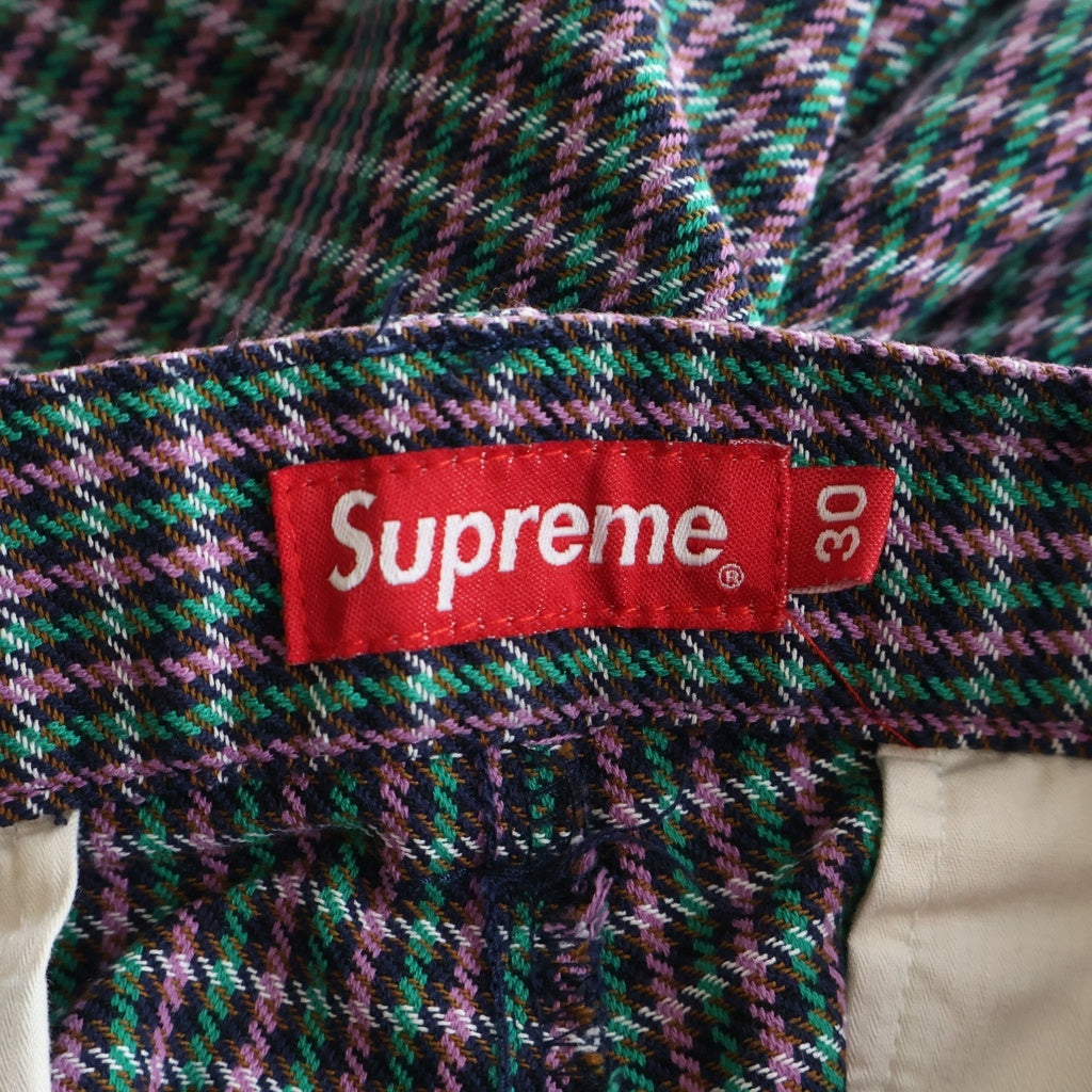 SUPREME(シュプリーム) 18SS Work Shorts Purple Plaid ワークショーツ ハウンドトゥース柄 ハーフショートパンツ ピンク/グリーン