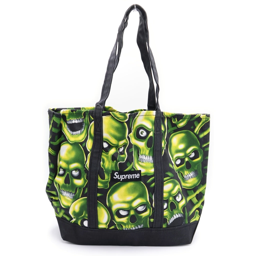 SUPREME(シュプリーム) 18SS Skull Pile Denim Tote スカル パイル デニム トートバッグ 総柄 ブラック レディース