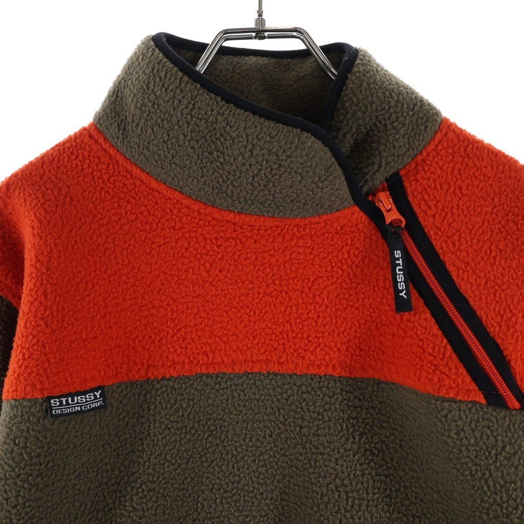 STUSSY(ステューシー) DRIFT DIAGONAL PULLOVER ドリフト ダイアゴナル プルオーバーフリースジャケット ブラウン/レッド 218077