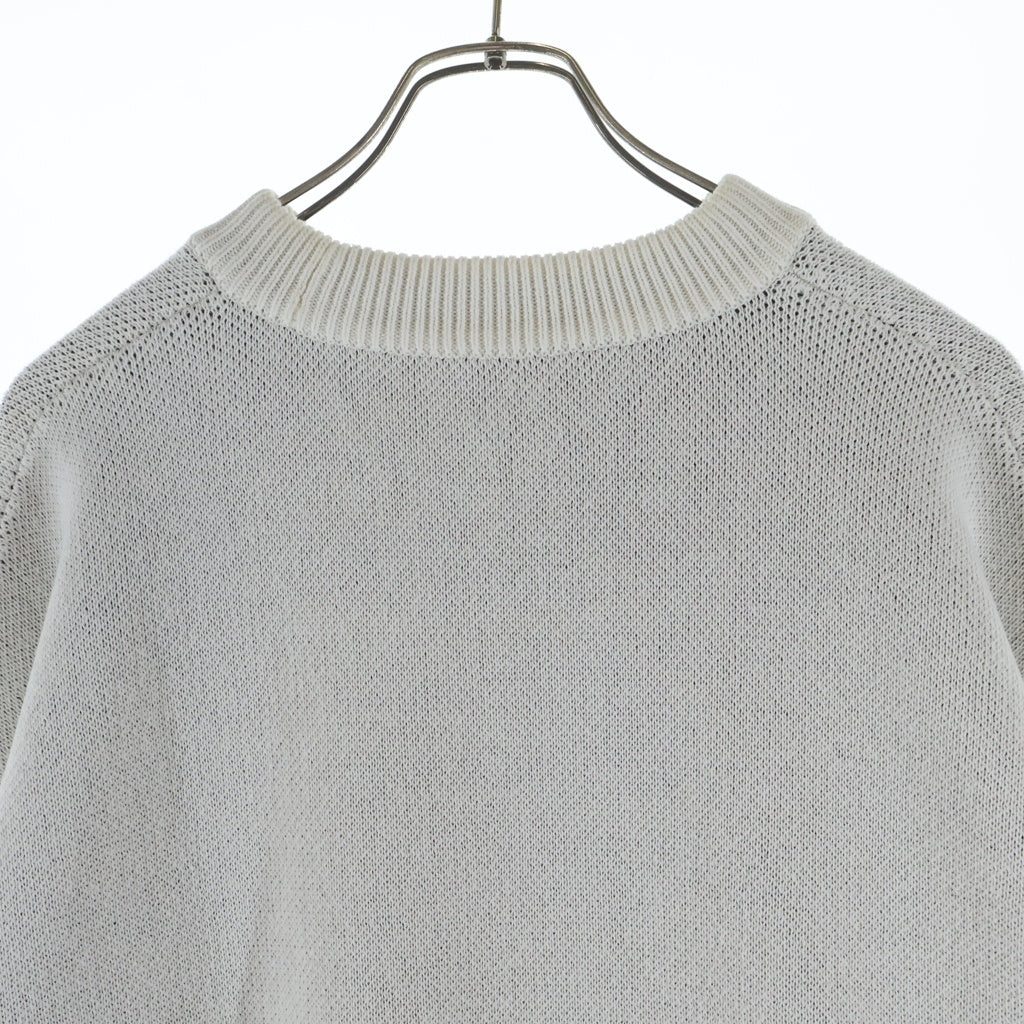 we11done(ウェルダン) 21SS SQUARE LOGO JACQUARD KNIT PULLOVER スクエア ロゴ ジャガード クルーネックニットセーター ホワイト WD-KT1-21-613-U-WH