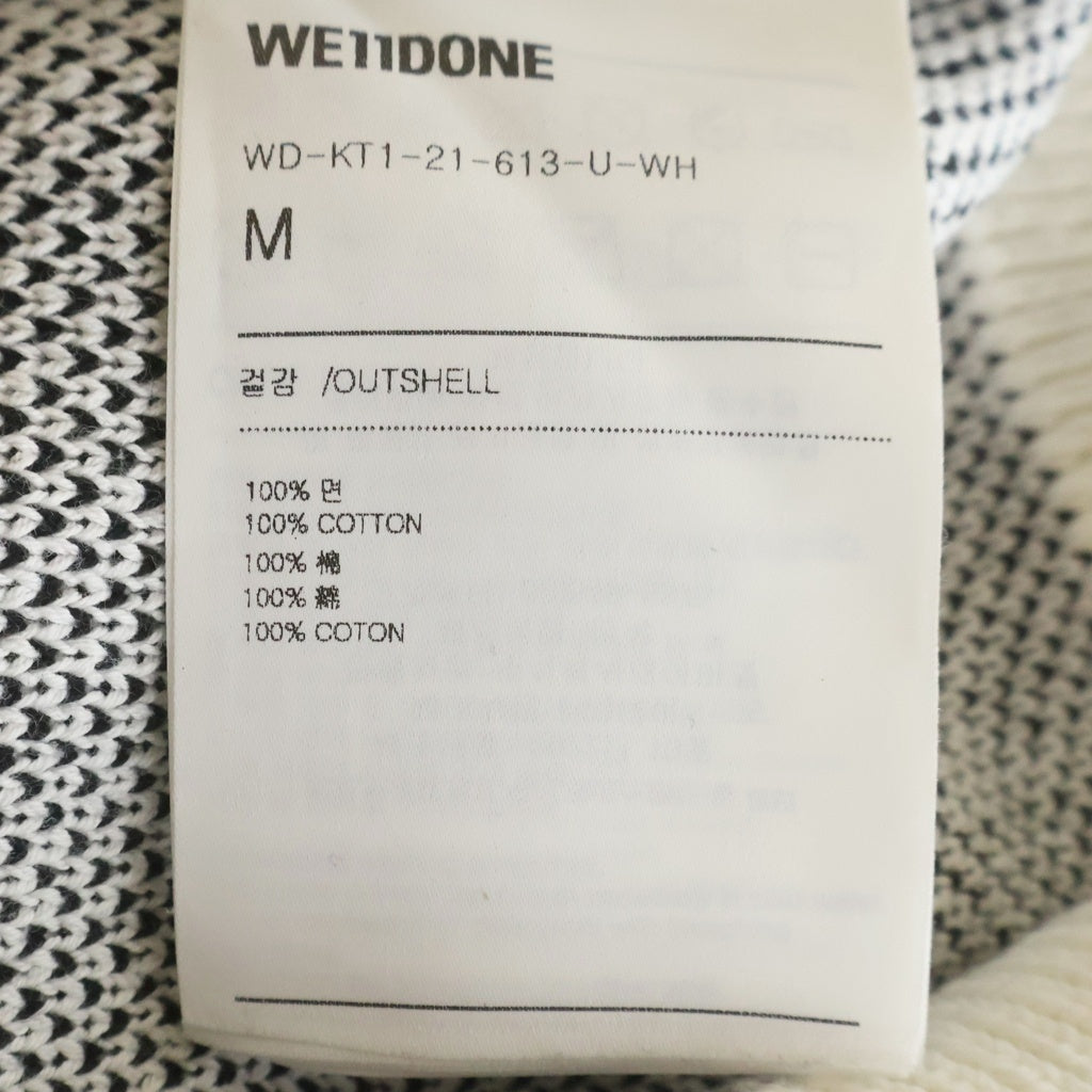 we11done(ウェルダン) 21SS SQUARE LOGO JACQUARD KNIT PULLOVER スクエア ロゴ ジャガード クルーネックニットセーター ホワイト WD-KT1-21-613-U-WH