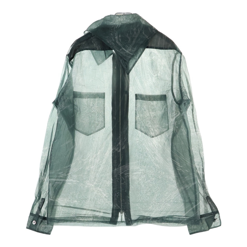 MASU(エムエーエスユー) 22SS ZIP-UP MARBLE BANDANA SHIRT ジップアップ マーブル バンダナ ナイロン長袖シャツ グリーン MVFW-SH0422