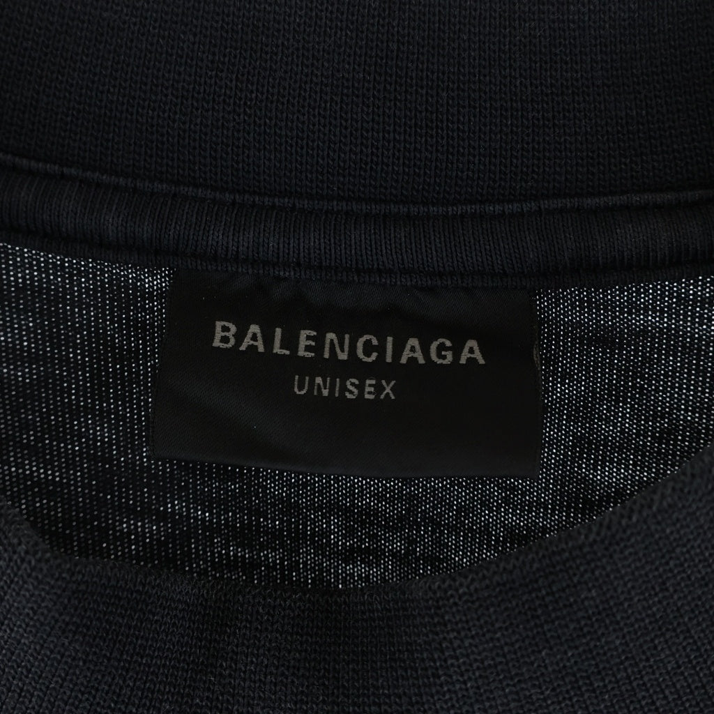 BALENCIAGA(バレンシアガ) 両面ロゴプリント モックネック半袖Tシャツ カットソー ブラック 764235 TPVM8