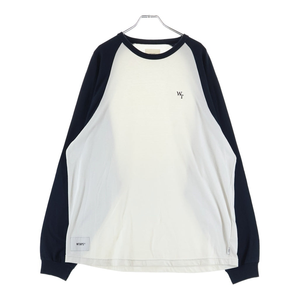 WTAPS(ダブルタップス) 23SS LS COTTON LEAGUE コットン リーグ クルーネック長袖Tシャツ カットソー ホワイト/ブラック 231ATDT-CSM19