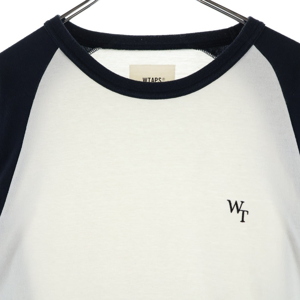 WTAPS(ダブルタップス) 23SS LS COTTON LEAGUE コットン リーグ クルーネック長袖Tシャツ カットソー ホワイト/ブラック 231ATDT-CSM19