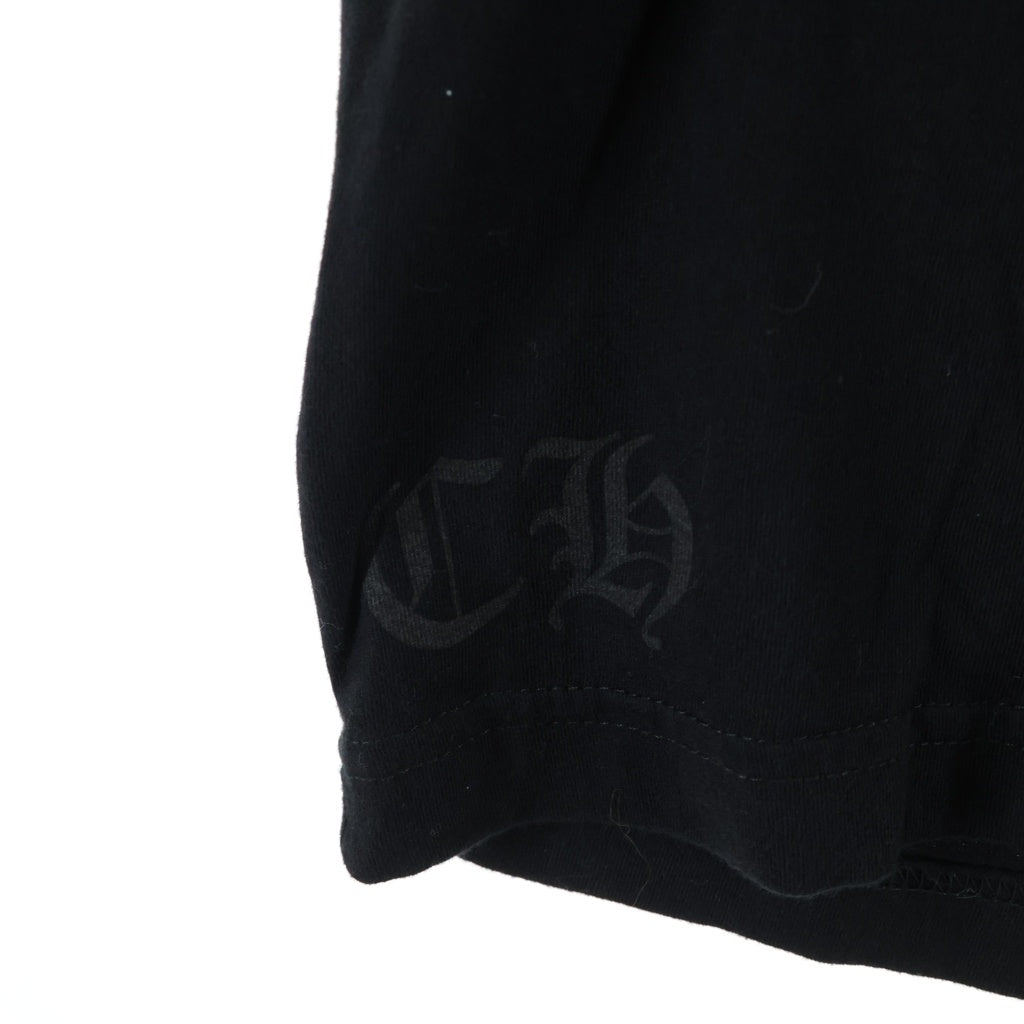 CHROME HEARTS(クロムハーツ) ネックロゴ スクロールラベルプリント クルーネック半袖Tシャツ カットソー ブラック