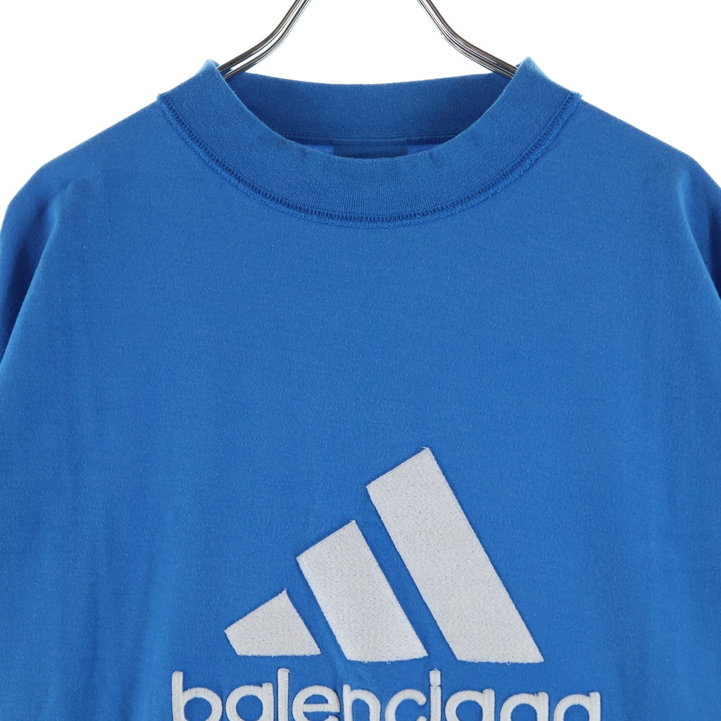 BALENCIAGA(バレンシアガ) 23SS ×adidas BIG LOGO T-SHIRT アディダス ビッグロゴ クルーネック半袖Tシャツ カットソー ブルー 731769 TNVP3