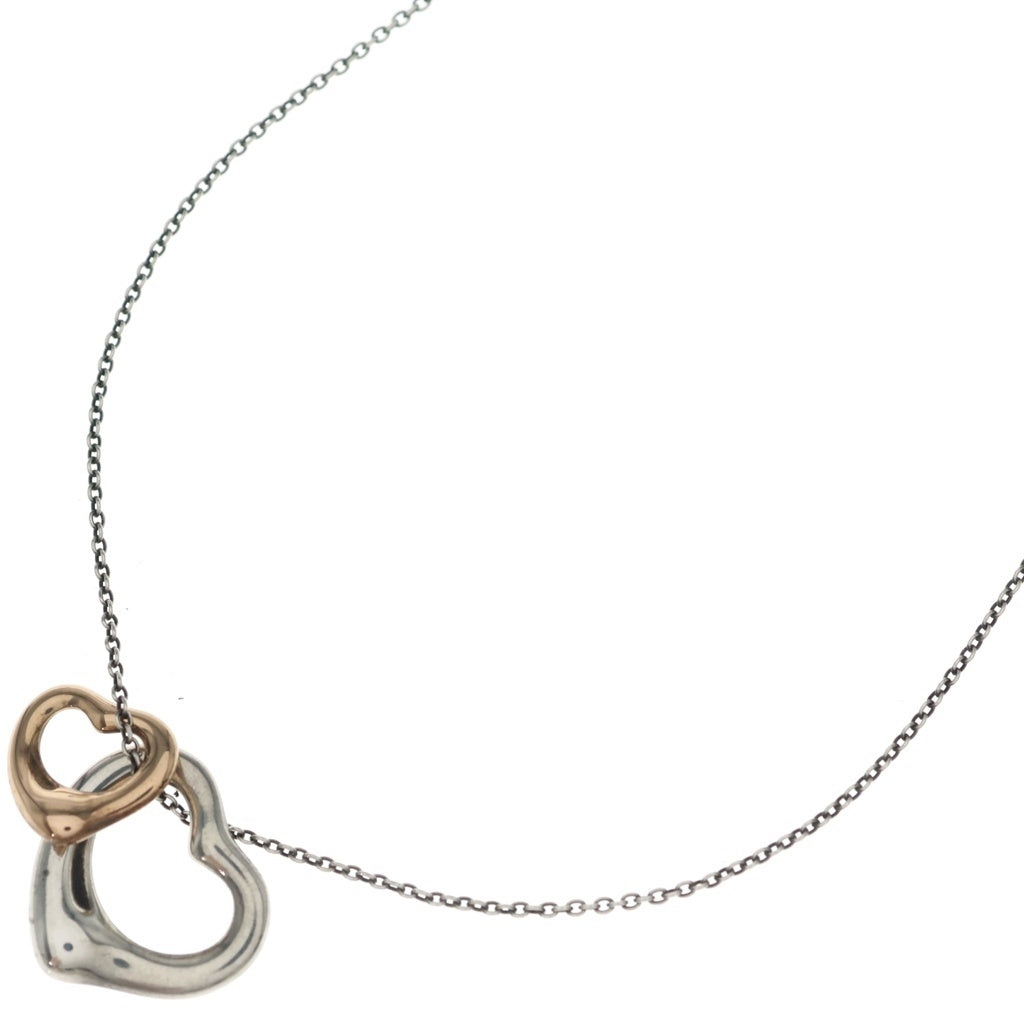 TIFFANY & Co.(ティファニー) ダブルオープンハート チェーンネックレス シルバー/ピンクゴールド K18 PG レディース