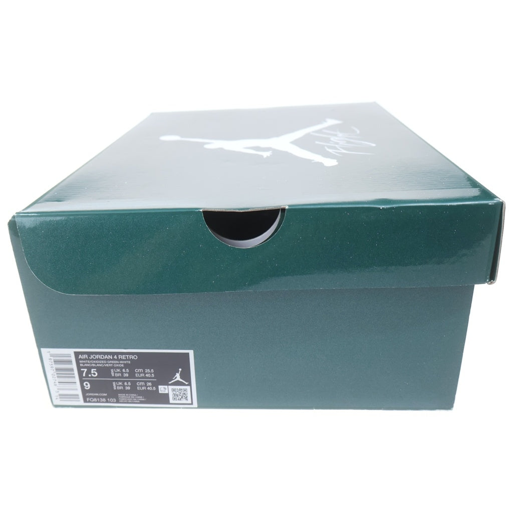 NIKE(ナイキ) AIR JORDAN 4 RETRO OXIDIZED GREEN エアジョーダン 4 レトロ オキシード ミッドカットスニーカー ホワイト/グリーン US7.5/25.5cm FQ8138-103