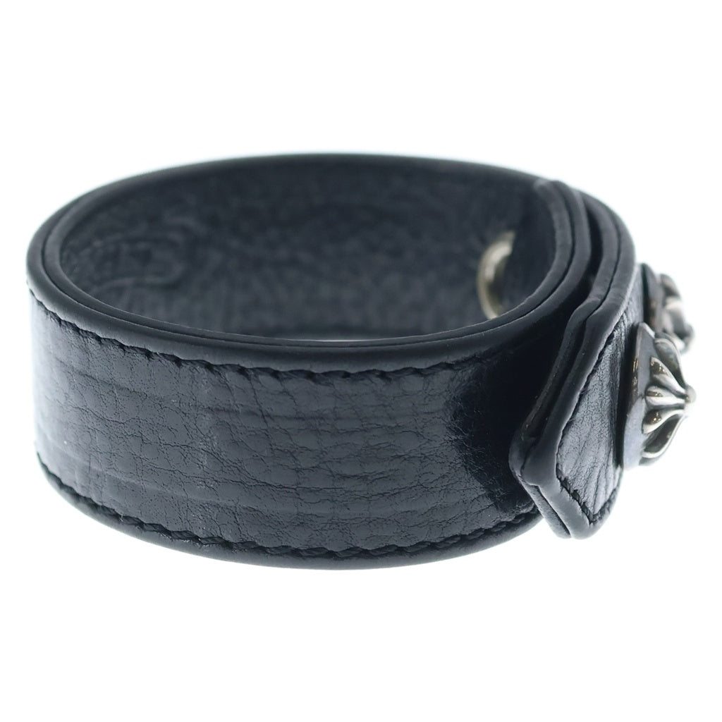 CHROME HEARTS(クロムハーツ) 3BTN 2SNP クロスボール 3ボタン2スナップ レザーブレスレット ブラック/シルバー BCA123