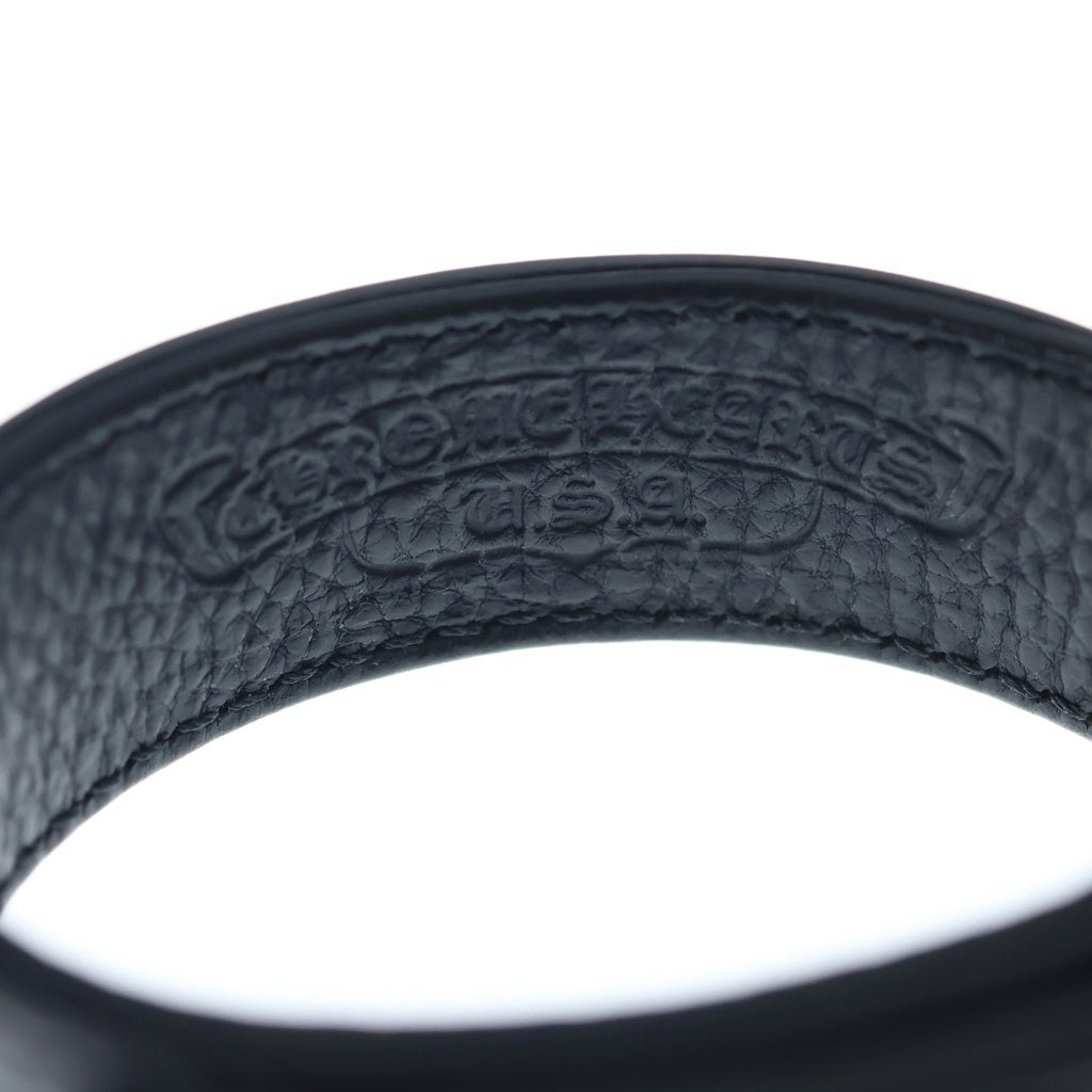 CHROME HEARTS(クロムハーツ) 3BTN 2SNP クロスボール 3ボタン2スナップ レザーブレスレット ブラック/シルバー BCA123