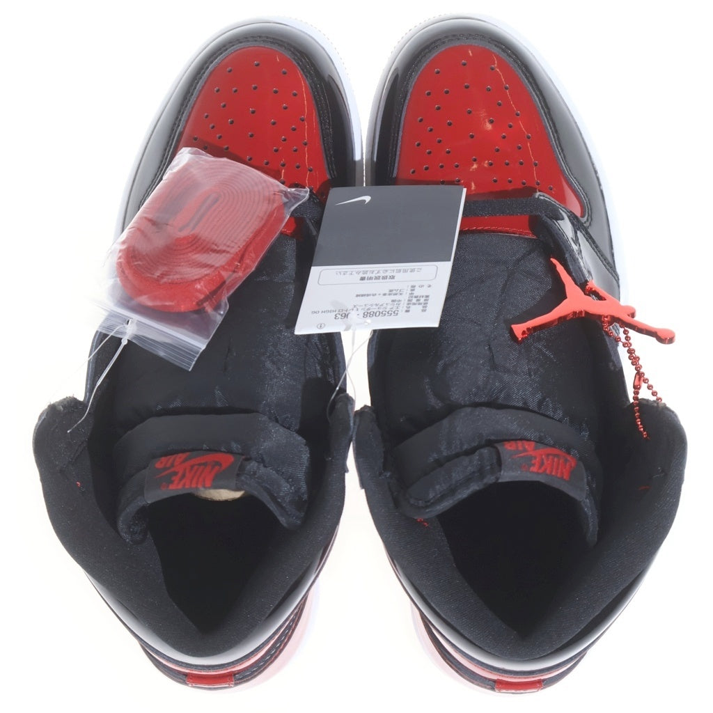 NIKE(ナイキ) AIR JORDAN 1 RETRO HIGH OG BRED PATENT エアジョーダン1 レトロ ブレッド パテント ハイカットスニーカー ブラック/レッド US9.5/27.5cm 555088-063