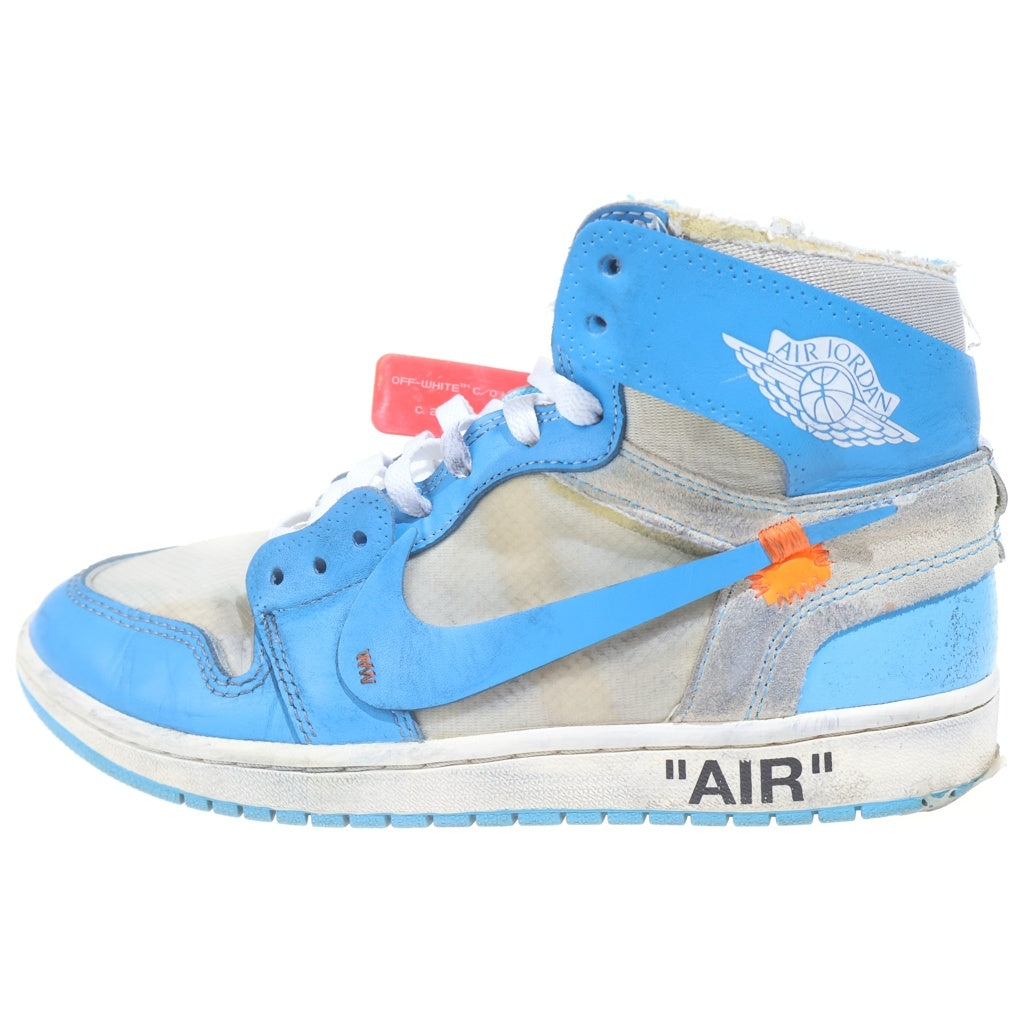 NIKE(ナイキ) ×OFF-WHITE AIR JORDAN 1 POWDER BLUE UNC オフホワイト エアジョーダン1 パウダー ハイカットスニーカー US9/27.0cm ホワイト/ブルー AQ0818-148