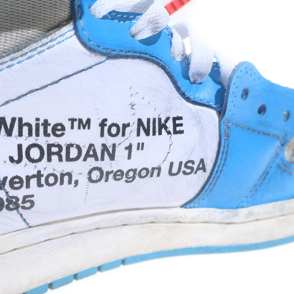 NIKE(ナイキ) ×OFF-WHITE AIR JORDAN 1 POWDER BLUE UNC オフホワイト エアジョーダン1 パウダー ハイカットスニーカー US9/27.0cm ホワイト/ブルー AQ0818-148