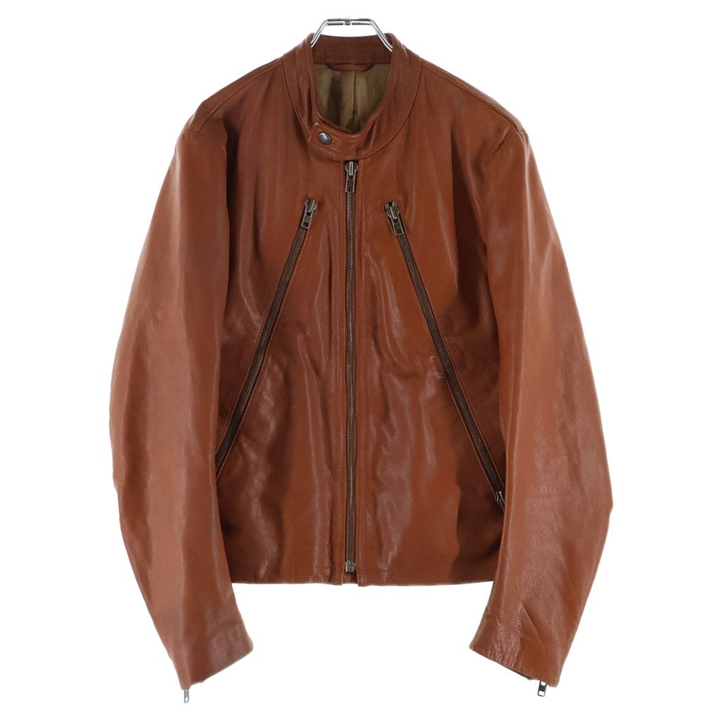Maison Margiela(メゾンマルジェラ) 08SS LEATHER JACKET ここのえ期 八の字 シングルライダース レザージャケット ブラウン