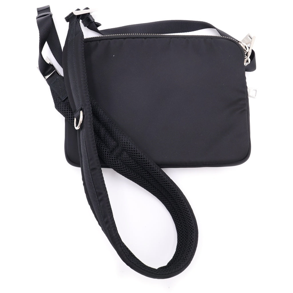PRADA(プラダ) TESSUTO POCKET ラバーロゴ テスートナイロン ポケット ショルダーバッグ ブラック 2VH088 レディース