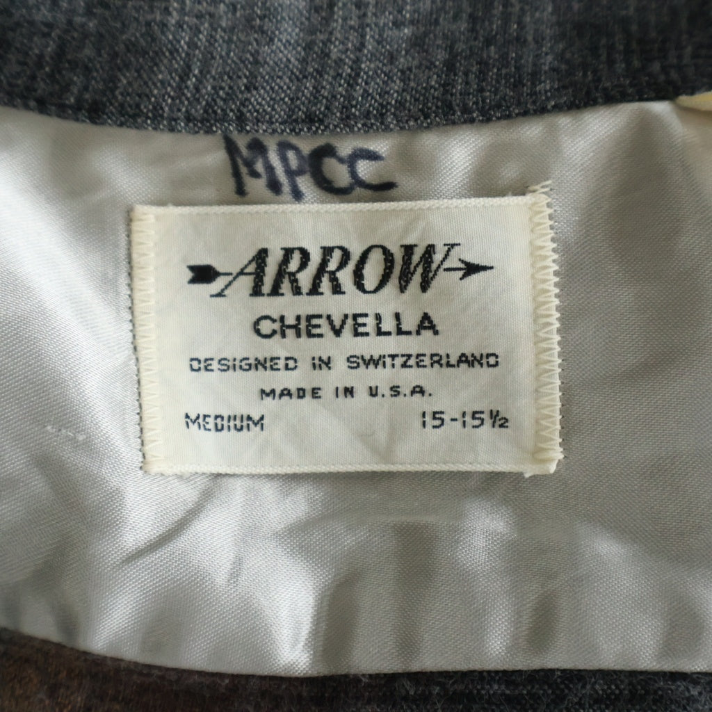 VINTAGE(ヴィンテージ) 60S ARROW アロー USA製 オンブレチェック レーヨン オープンカラー長袖シャツ ブラック/ブラウン