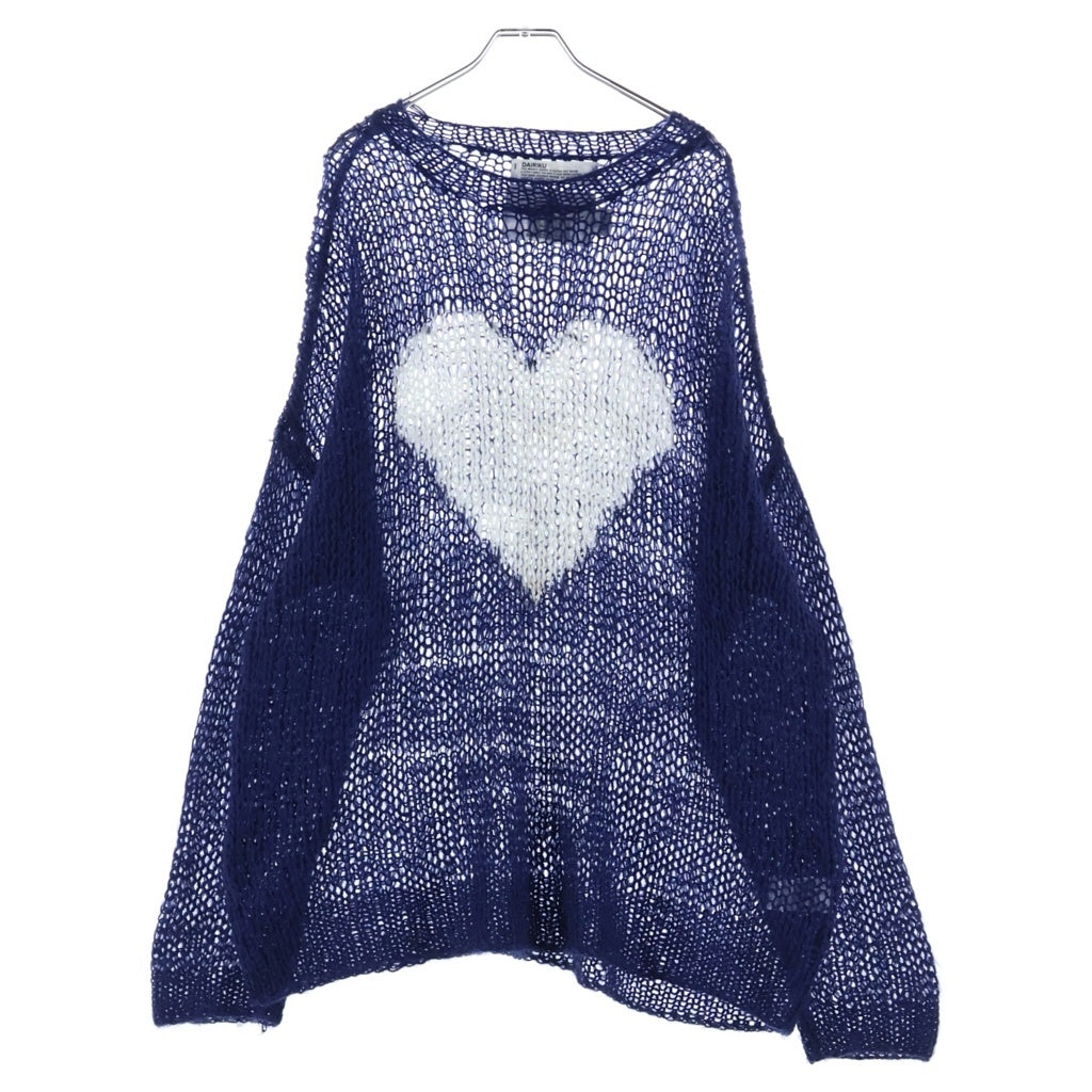 DAIRIKU(ダイリク) 23AW HEART MOHAIR KNIT PULLOVER ハートデザイン モヘア混 ニットセーター ブルー 23AW K-7