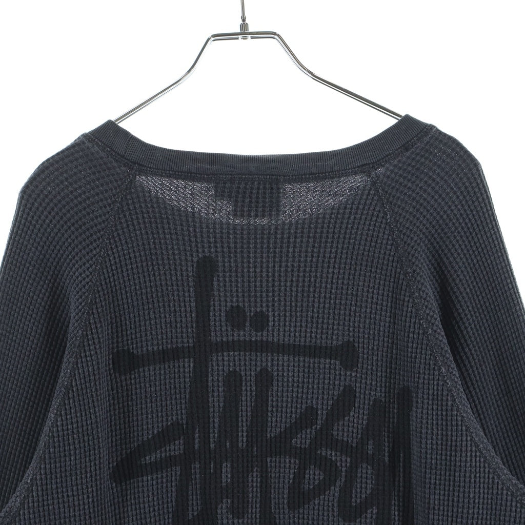 STUSSY(ステューシー) BASIC ST?SSY THERMAL ベーシック ロゴプリント クルーネック長袖サーマル カットソー グレー