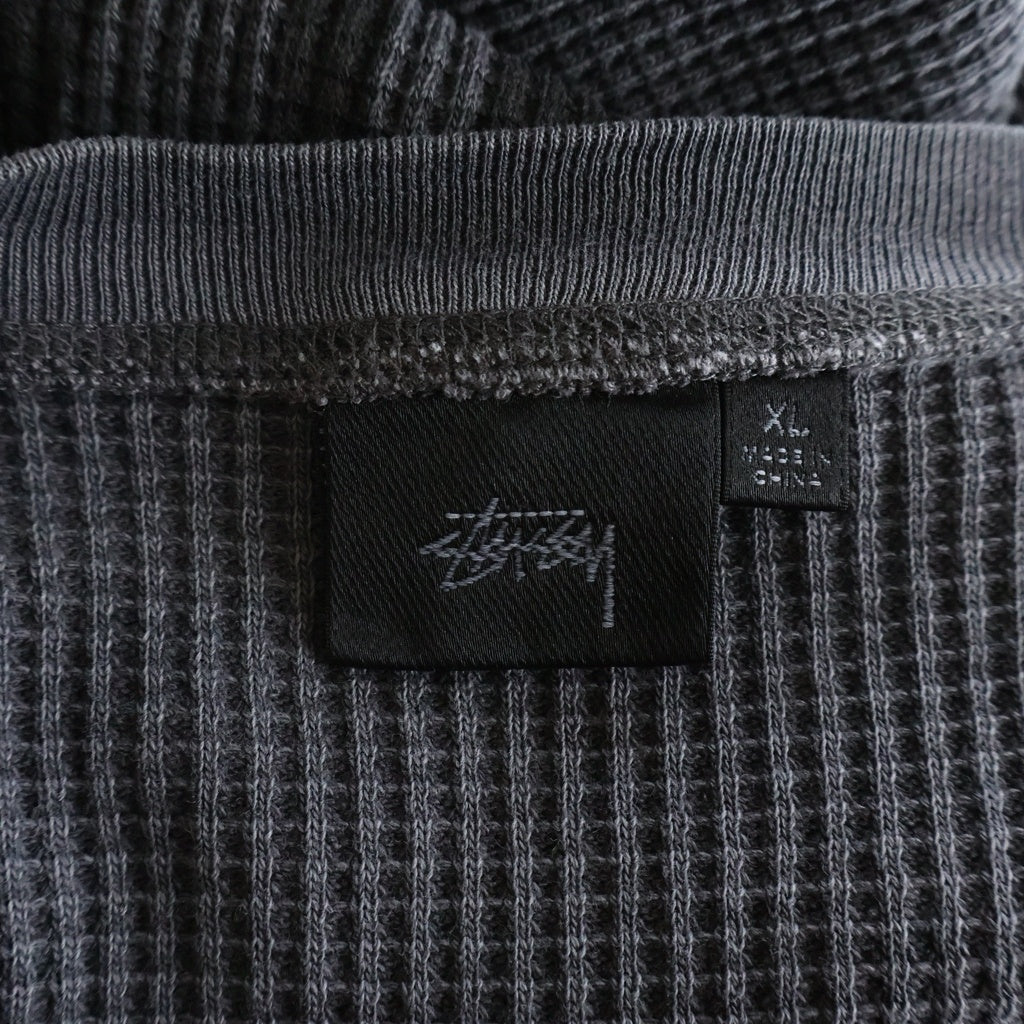 STUSSY(ステューシー) BASIC ST?SSY THERMAL ベーシック ロゴプリント クルーネック長袖サーマル カットソー グレー