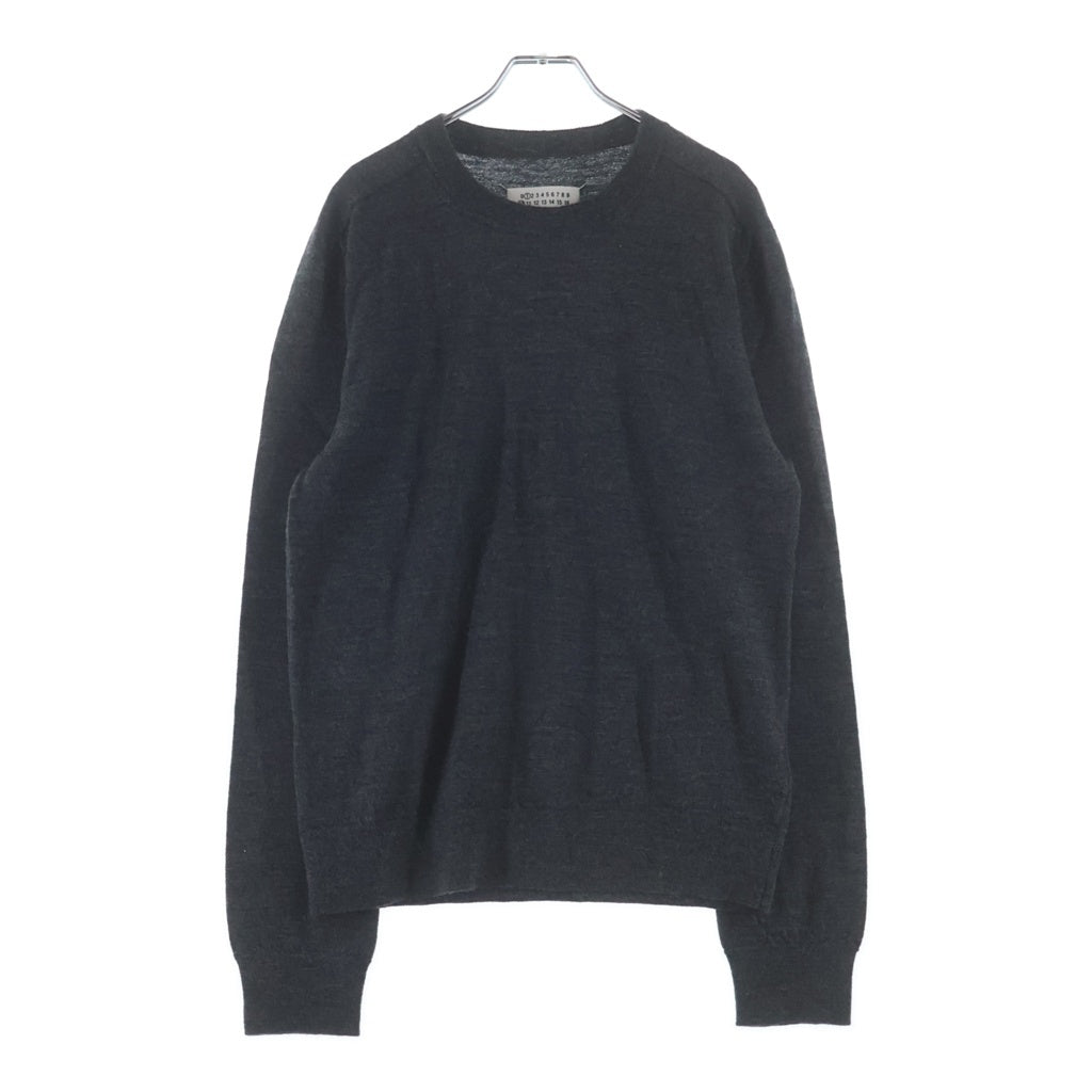 Maison Margiela(メゾンマルジェラ) 12G Elbow Patch C/N knit エルボーパッチ ウールクルーネックニット セーター グレー S50HL0021