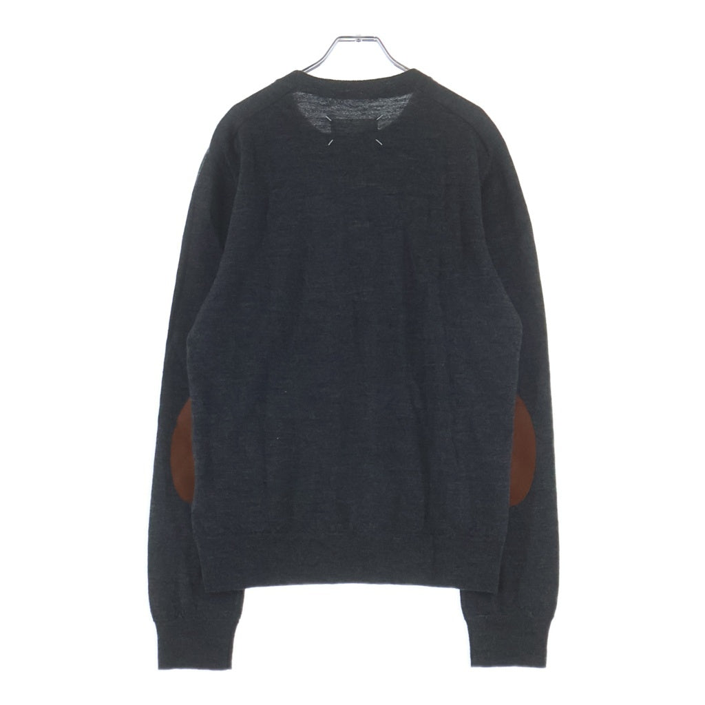 Maison Margiela(メゾンマルジェラ) 12G Elbow Patch C/N knit エルボーパッチ ウールクルーネックニット セーター グレー S50HL0021