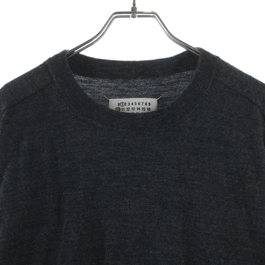 Maison Margiela(メゾンマルジェラ) 12G Elbow Patch C/N knit エルボーパッチ ウールクルーネックニット セーター グレー S50HL0021