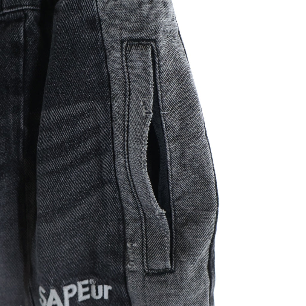 SAPEur(サプール) DENIM TRACK PANTS ヴィンテージ加工 デニム トラックパンツ グレー