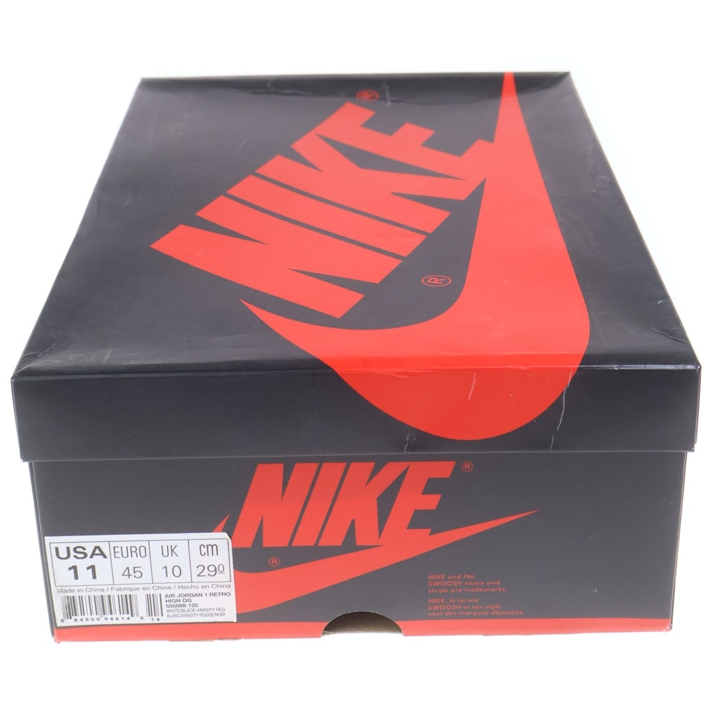 NIKE(ナイキ) 【観賞用2016年製】AIR JORDAN 1 RETRO HIGH OG BLACK TOE エアジョーダン レトロ ブラックトゥ ハイカットスニーカー ブラック/レッド US11/29cm 555088-125