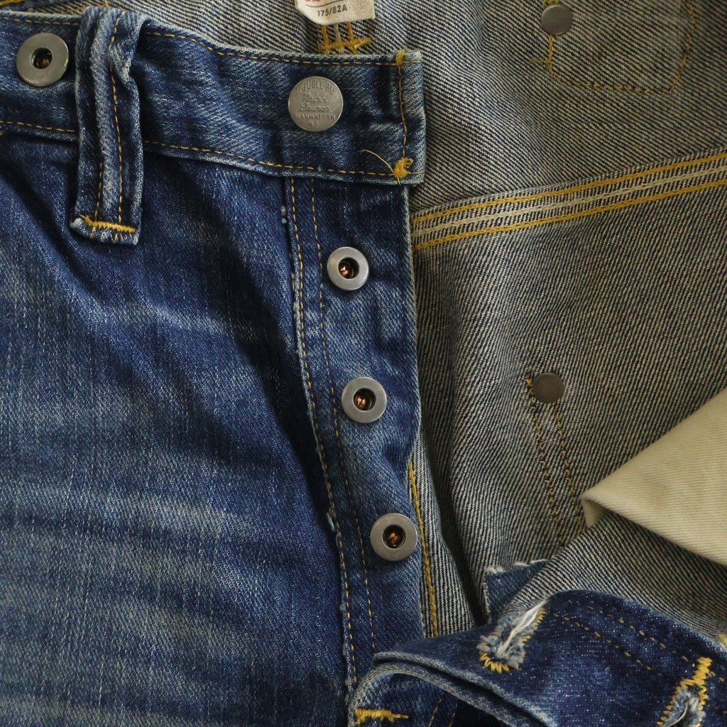 RRL(ダブルアールエル) STRAIGHT FIT BRAYTON DISTRESSED JEANS ストレートフィット ブレイトン ダメージリペア加工 ボタンフライ デニムパンツ インディゴ 782973759001