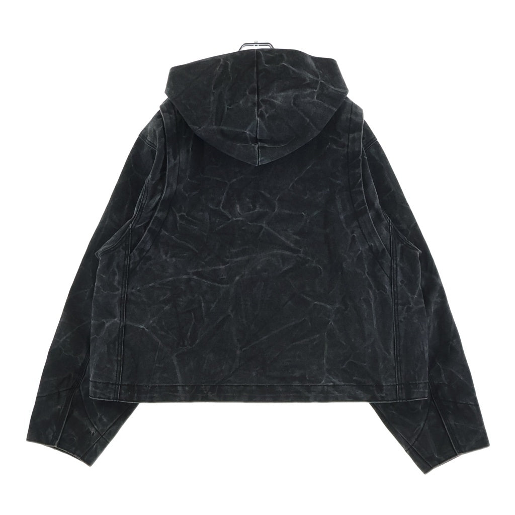 we11done(ウェルダン) DUCK JACKET ウォッシュド加工 ロゴ刺繍 ジップアップ フーデッドダックジャケット ブラック WD-JP3-24-037-U-BK