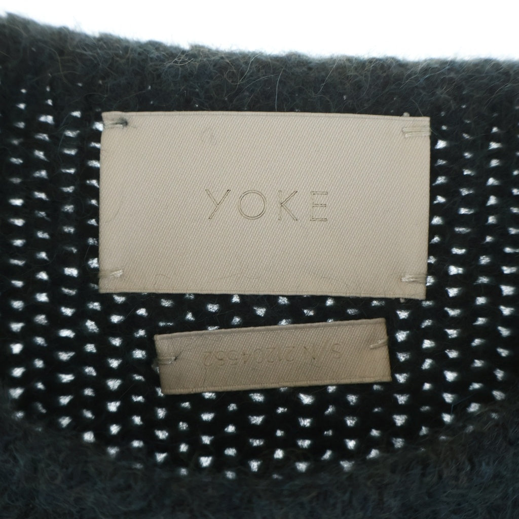 YOKE(ヨーク) 21AW CONECTING CREW NECK KNIT LS ドッキング加工 クルーネック ウール混 長袖ニットセーター グリーン YK21AW0286S