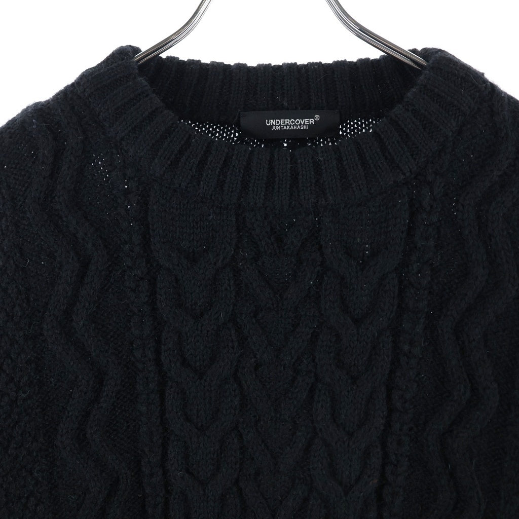 UNDERCOVER(アンダーカバー) 22AW NEON CABLE KNIT 長袖ウール ケーブルニットセーター ブラック UC2B4901