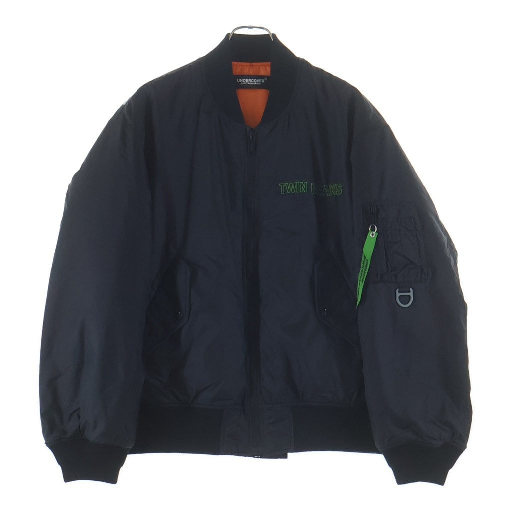 UNDERCOVER(アンダーカバー) 24AW ×TWIN PEAKS MA-1 ツインピークス バックプリント ナイロンフライトジャケット ジップアップブルゾン ブラック UC2D4211