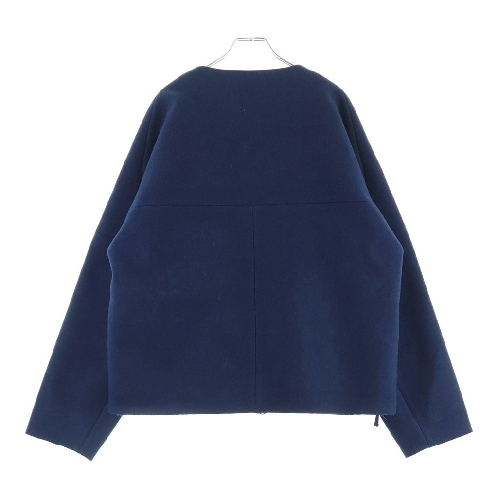 SUNSEA(サンシー) 15AW CUT OFF MELTON BLOUSON リバーシブル カットオフ メルトンブルゾン ジップアップノーカラージャケット ブルー SNS-15A34
