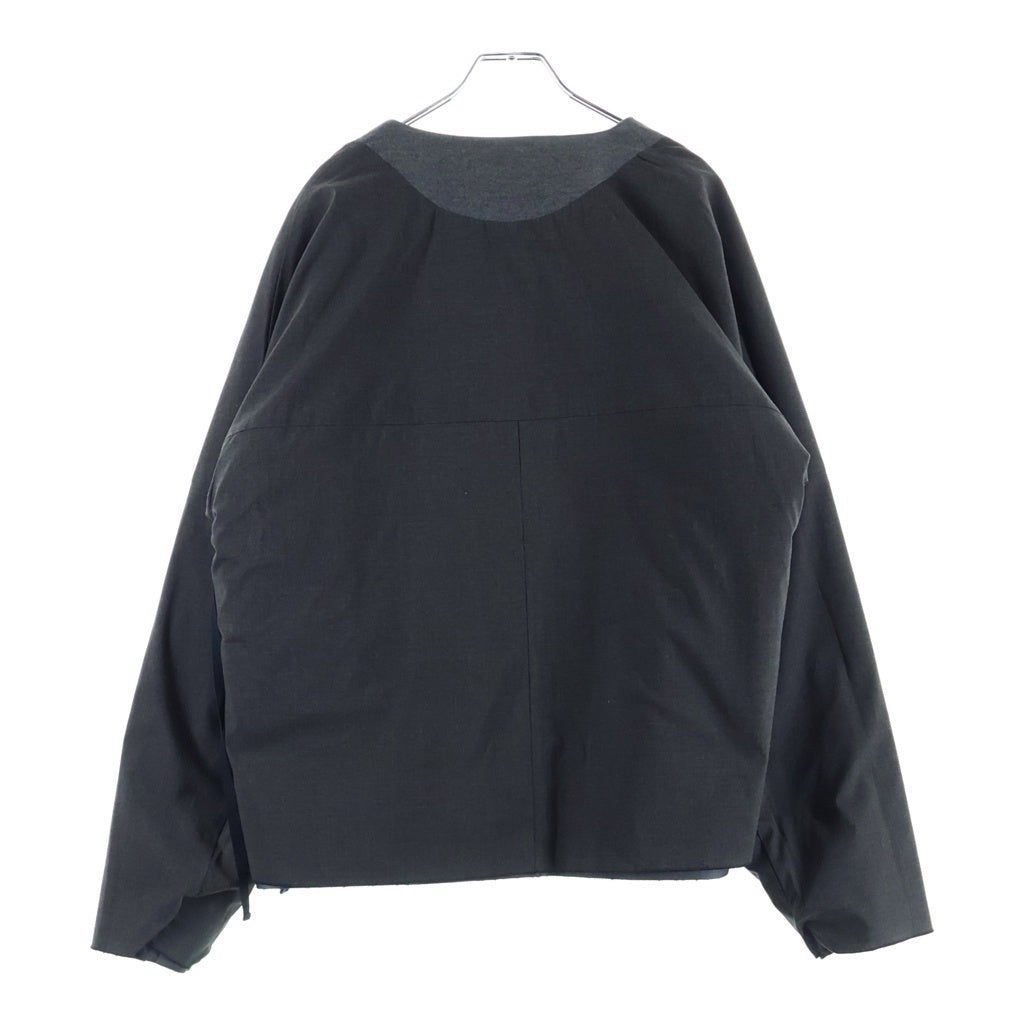 SUNSEA(サンシー) 15AW CUT OFF MELTON BLOUSON リバーシブル カットオフ メルトンブルゾン ジップアップノーカラージャケット ブルー SNS-15A34