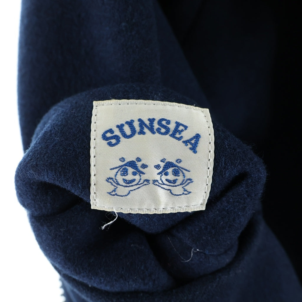SUNSEA(サンシー) 15AW CUT OFF MELTON BLOUSON リバーシブル カットオフ メルトンブルゾン ジップアップノーカラージャケット ブルー SNS-15A34