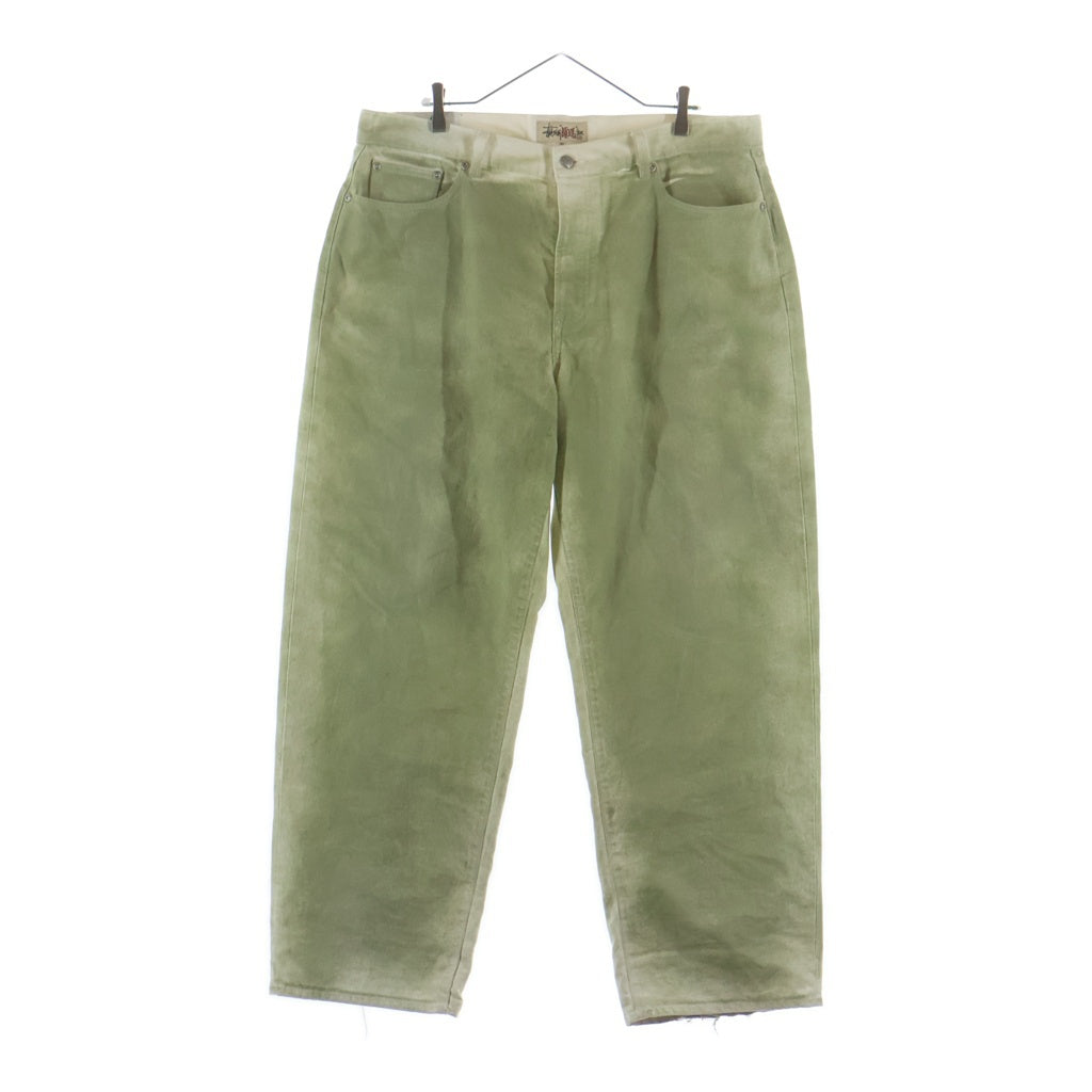 STUSSY(ステューシー) BIG OL JEAN SPRAY スプレー加工 テーパードデニムパンツ ジーンズ グリーン