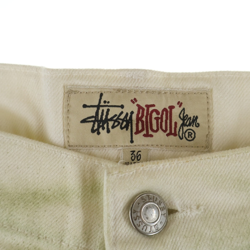 STUSSY(ステューシー) BIG OL JEAN SPRAY スプレー加工 テーパードデニムパンツ ジーンズ グリーン