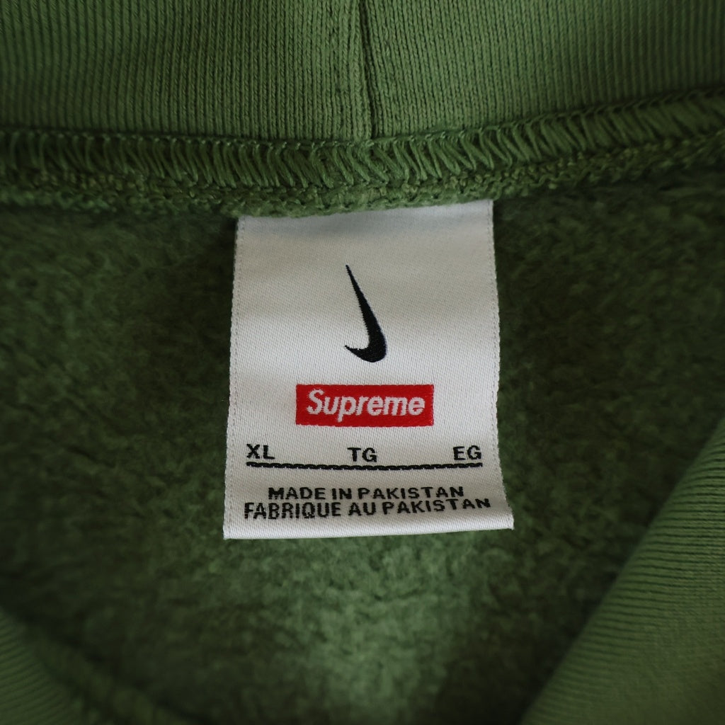SUPREME(シュプリーム) 24SS ×NIKE Hooded Sweatshirt ナイキ ロゴ刺繍 スウェット プルオーバーパーカー フーディ グリーン FQ0759-339