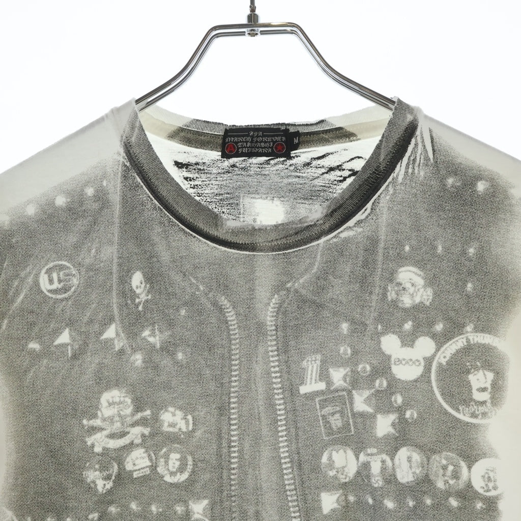 AFFA(エーエフエフエー) 00S BIKER VEST TEE バイカーベスト フロント転写プリントTシャツ 半袖クルーネックカットソー ホワイト