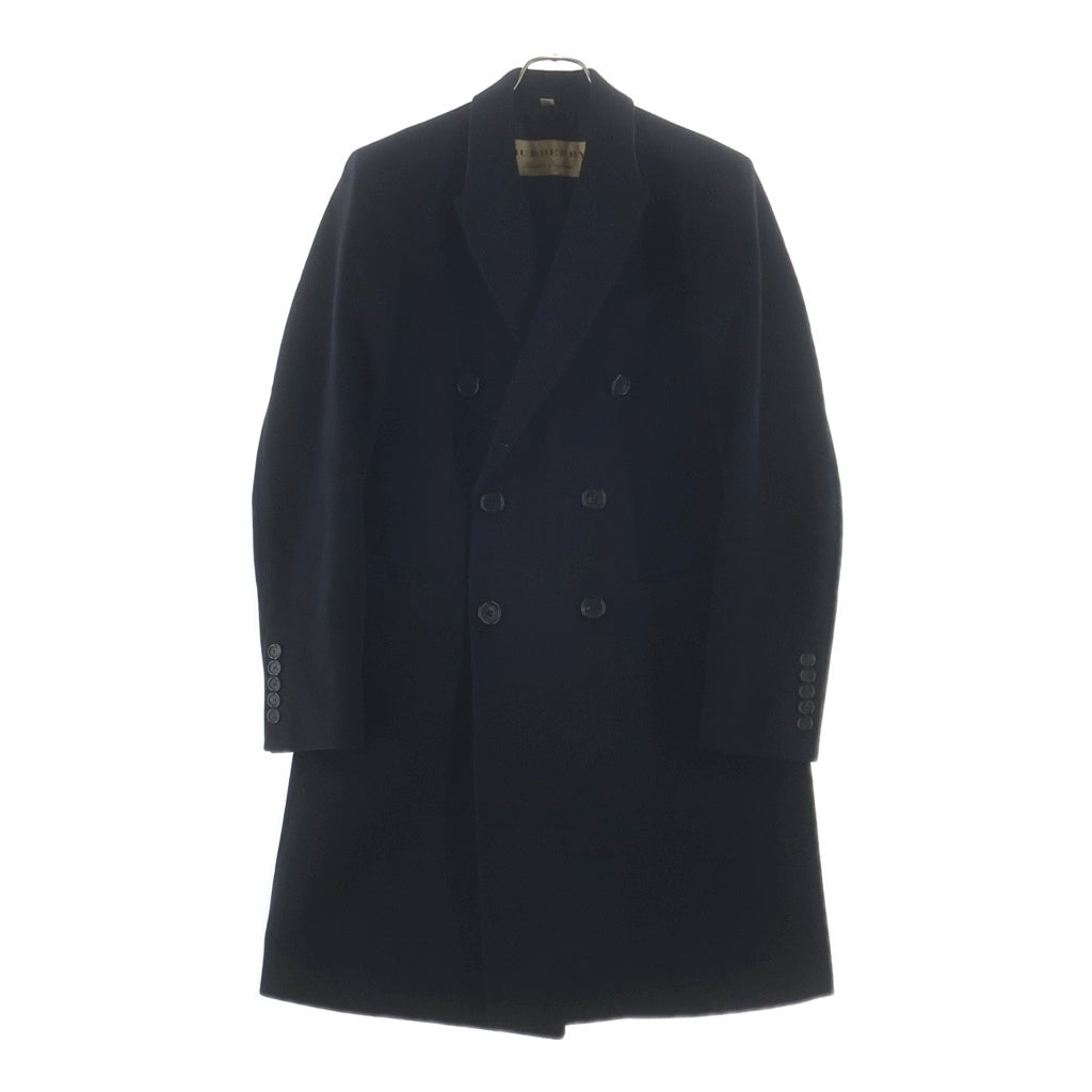BURBERRY(バーバリー) カシミア混 裏地チェック 6B ウール ダブルコート ジャケット ブラック 4016646